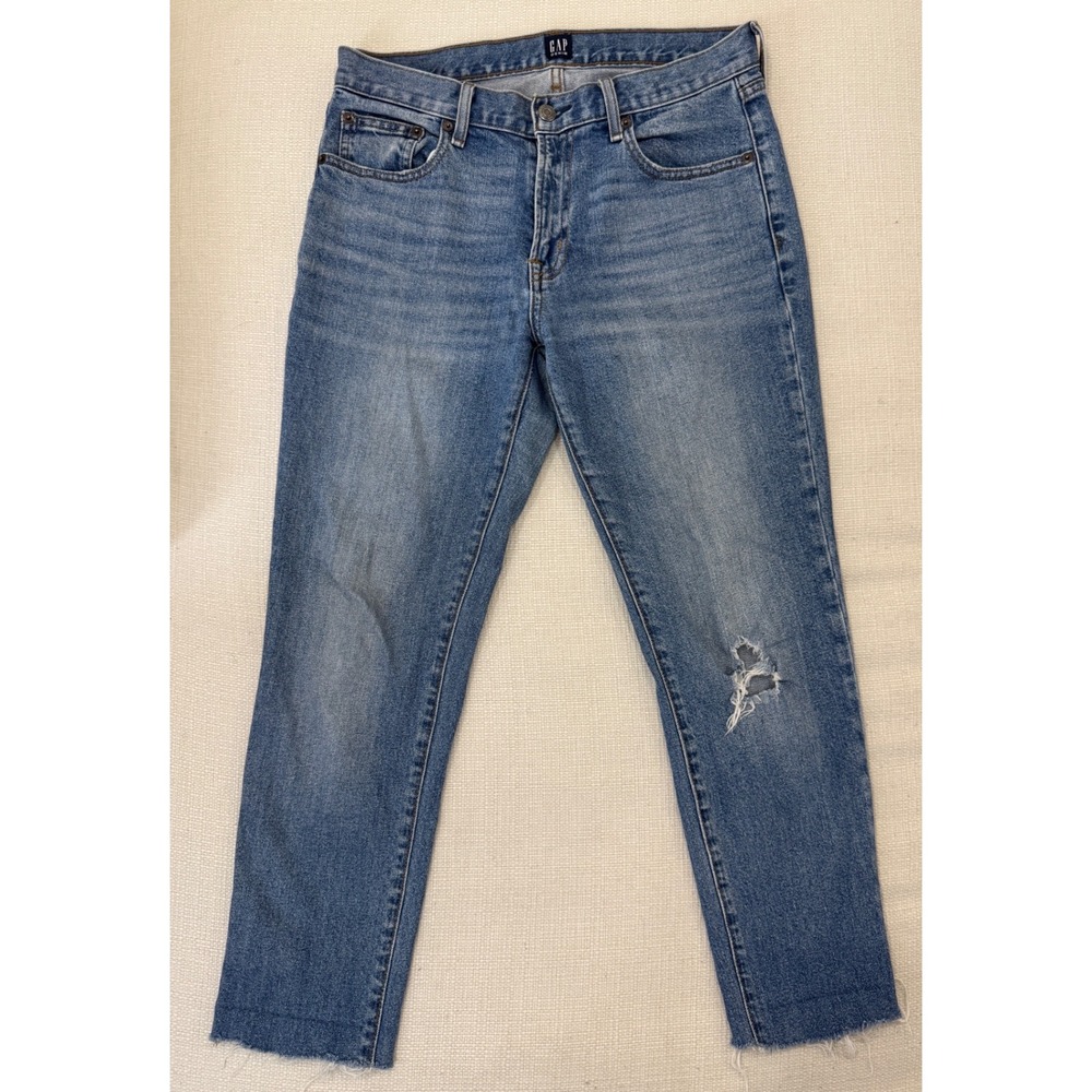 Gap Jeans Womens 26 Distressed Raw Hem Straight Leg Denim Good